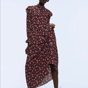ZARA red floral print maxi dress new with tags